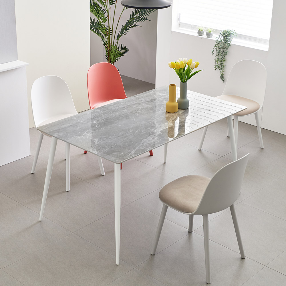 라비앙 직사각 유광 세라믹 식탁 테이블 화이트 1400