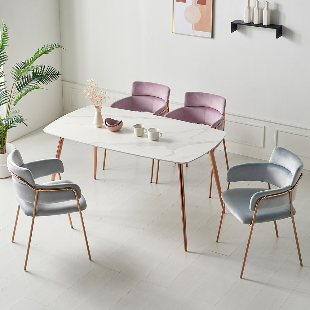 라비앙 타원형 무광 세라믹 식탁 테이블 로즈골드 1400