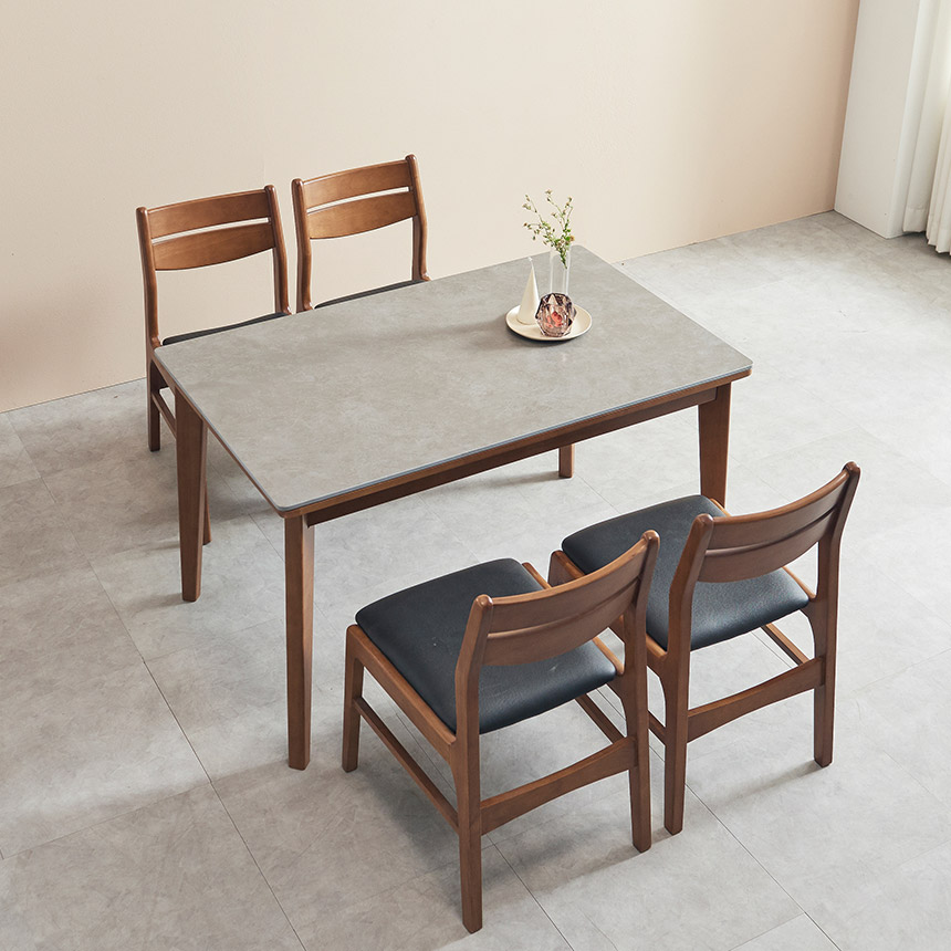 칸디 세라믹 원목 4인 식탁 테이블 의자 세트