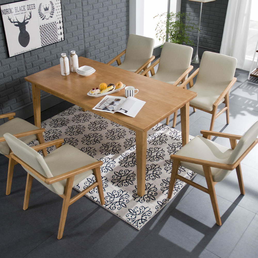 라리나 원목 6인 식탁 테이블 (의자 미포함)