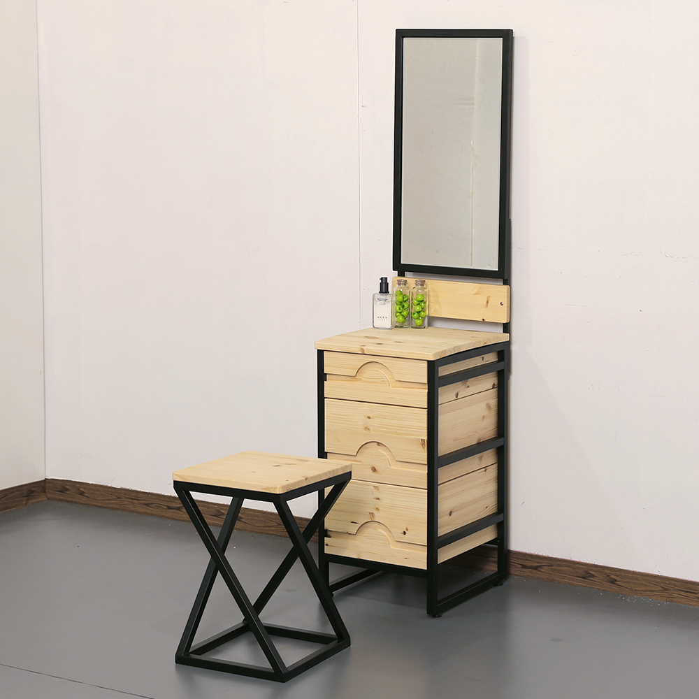자크하 레드파인 원목 화장대 거울 세트 300 (의자 미포함)